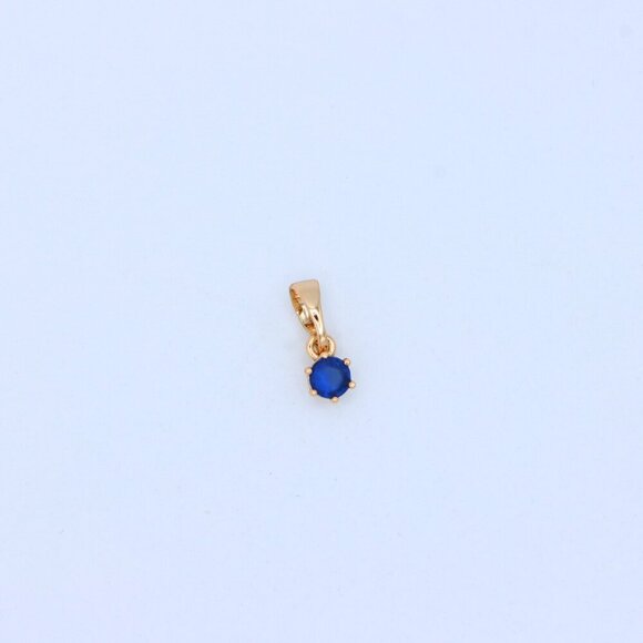 "Tiny Round Blue Pendant in Gold Finish for Delicate Everyday Style, XPPT1657 - Picture 9 of 13
